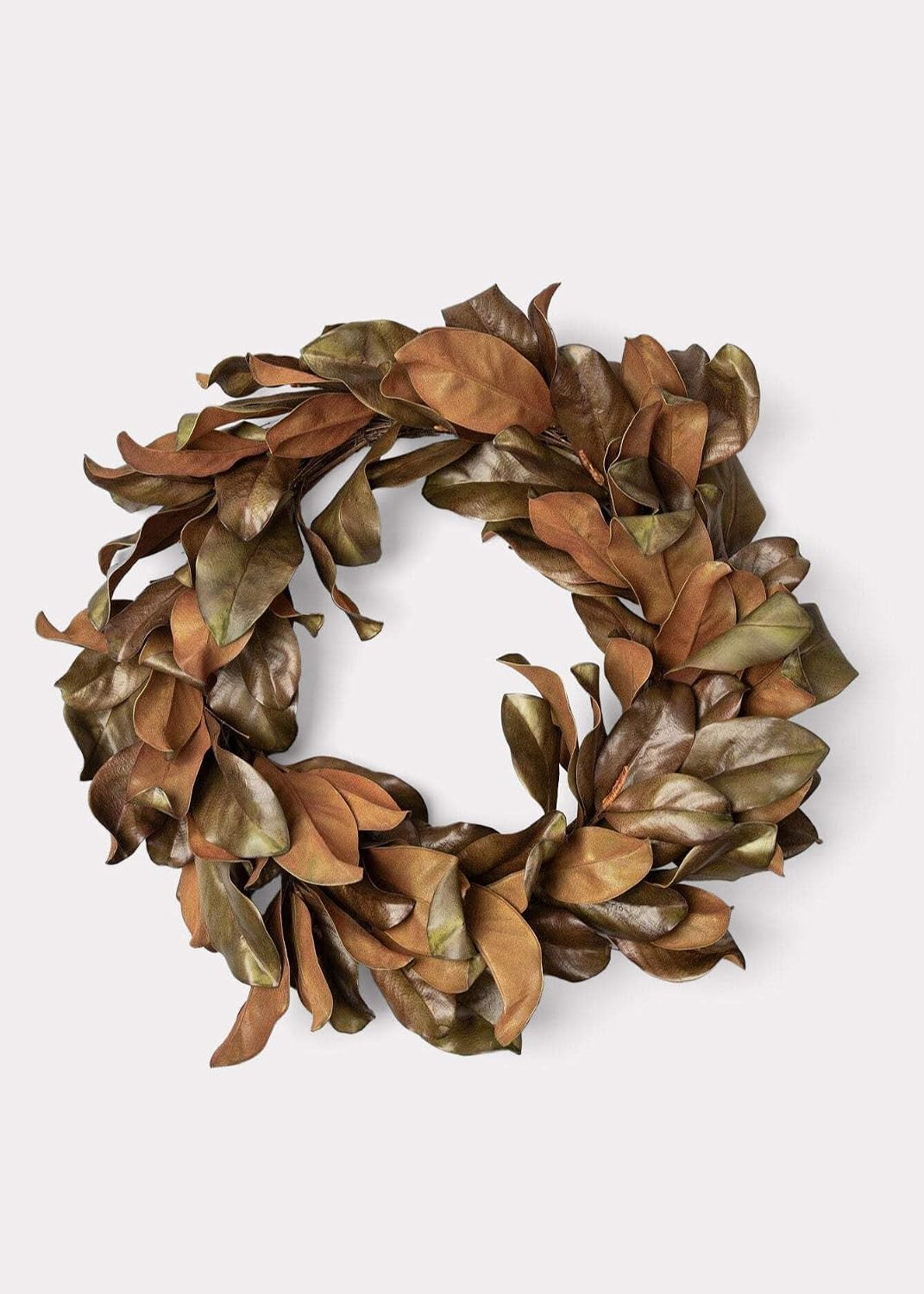 Real Touch Artificial Magnolia Leaf Wreath in Aged Brown - 29.5" | Amazon (US)