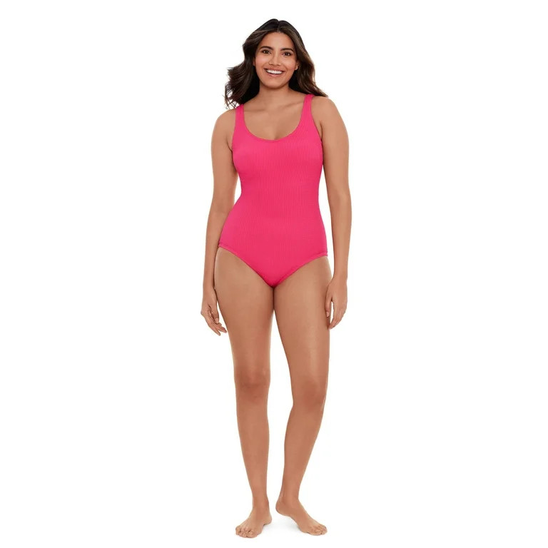 Time and Tru Women's and Women’s Plus Size Solid Crinkle One Piece Swimsuit | Walmart (US)
