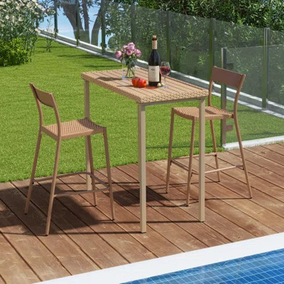 3 Pieces Patio Bar Table Set Outdoor Bar Height Table & 2 Armless Chairs | Wayfair North America