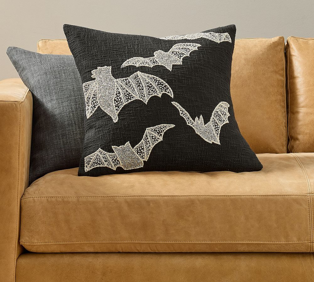 Beaded Bat Embroidered Pillow | Pottery Barn (US)