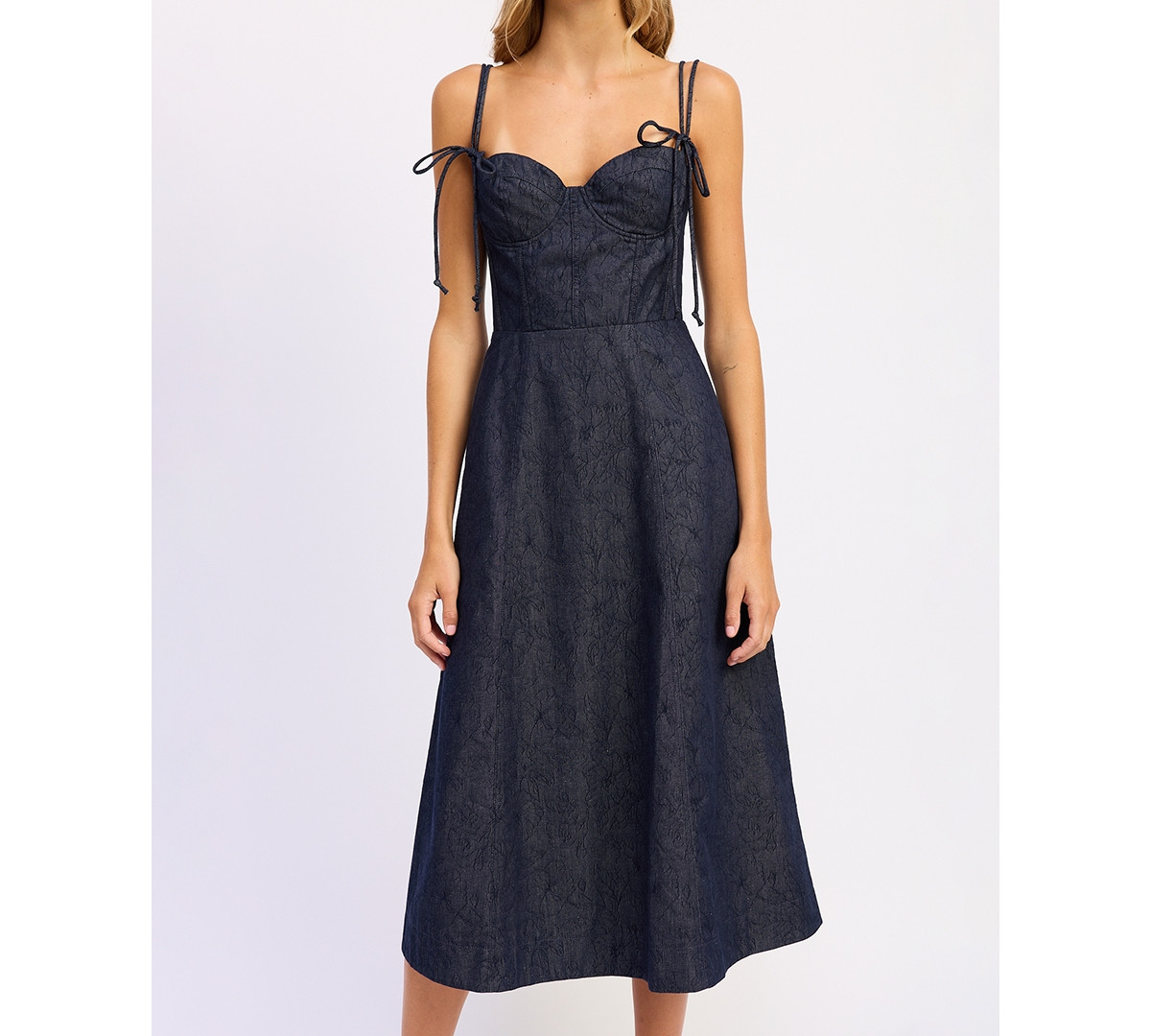 En Saison Women's Darby Bustier Neck Midi Dress - Dark Blue | Macy's