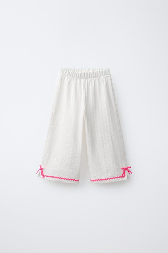 CONTRASTING RIPPLE TEXTURE CULOTTES | Zara US