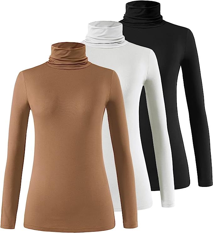 Femdouce Womens Turtleneck Long Sleeve Shirt Lightweight Slim Pullover Basic Undershirts Active T... | Amazon (US)