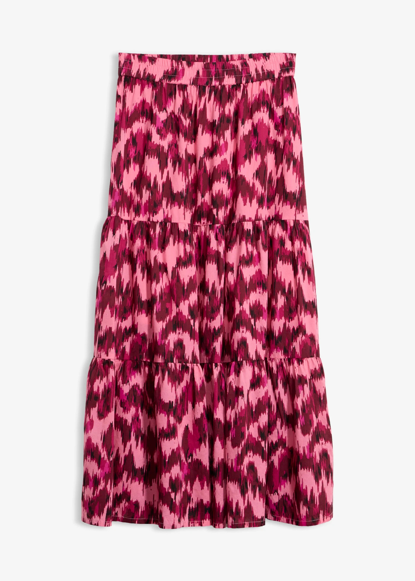 Maxi rok van puur biologisch katoen bessenrood-esdoornrood met print | Bonprix NL (Influencer)