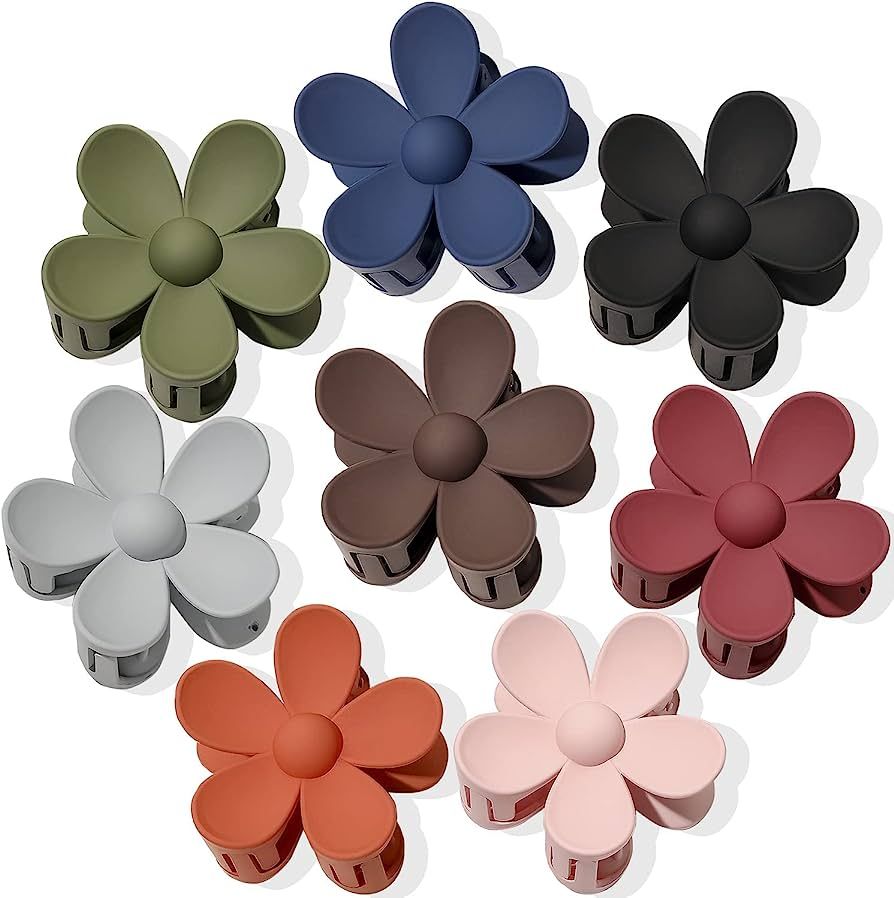 Flower Hair Clips 8PCS Nonslip Large Claw Clips Strong Hold Durable for Women Thick Hair, Big Hai... | Amazon (US)