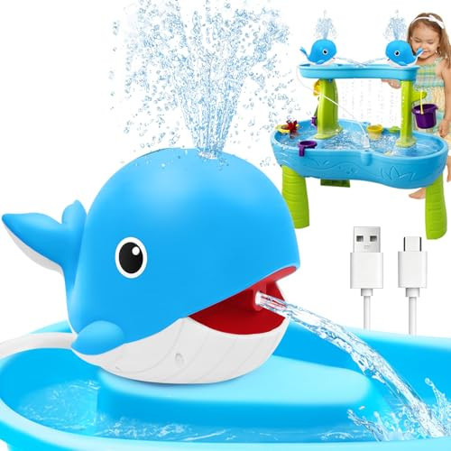 Infowush Water Table Pump, Whale Rechargeable Water Pump for Water Table with Sprinkler, 3.5 Hours Non-Stop Fun Summer Outdoor Water Toys Outside Water Play Table Accessories for Kids Toddlers, Blue | Amazon (US)