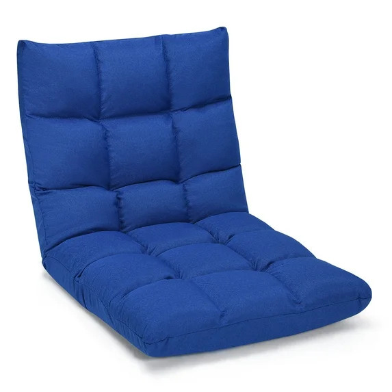 Costway Adjustable 14-Position Floor Chair Folding Lazy Gaming Sofa Lounge Chair Blue | Walmart (US)