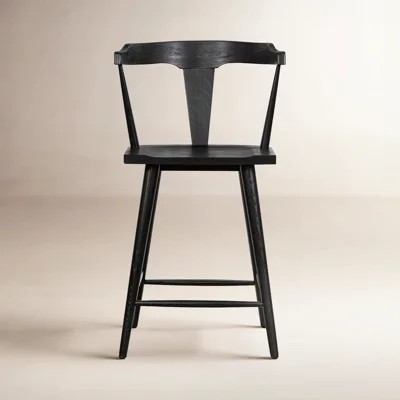 Enzo Solid Wood Counter Stool in Black | Wayfair North America