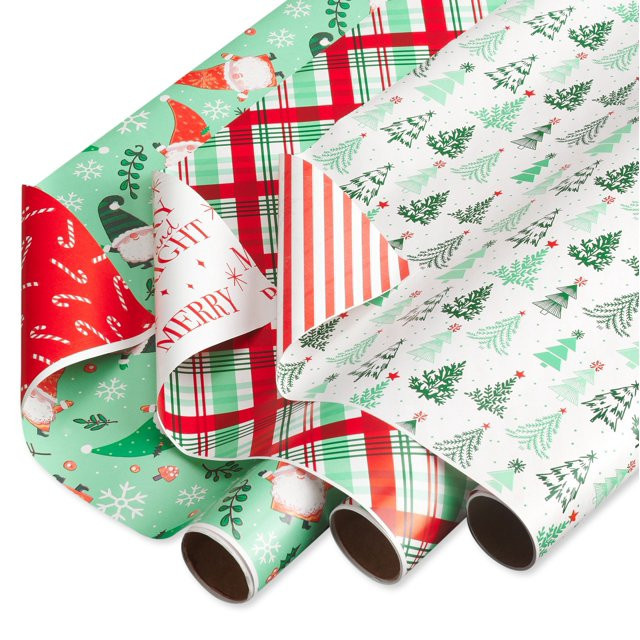 American Greetings Christmas Reversible Wrapping Paper Joyful Designs (3-Rolls, 120 Sq. ft) | Walmart (US)