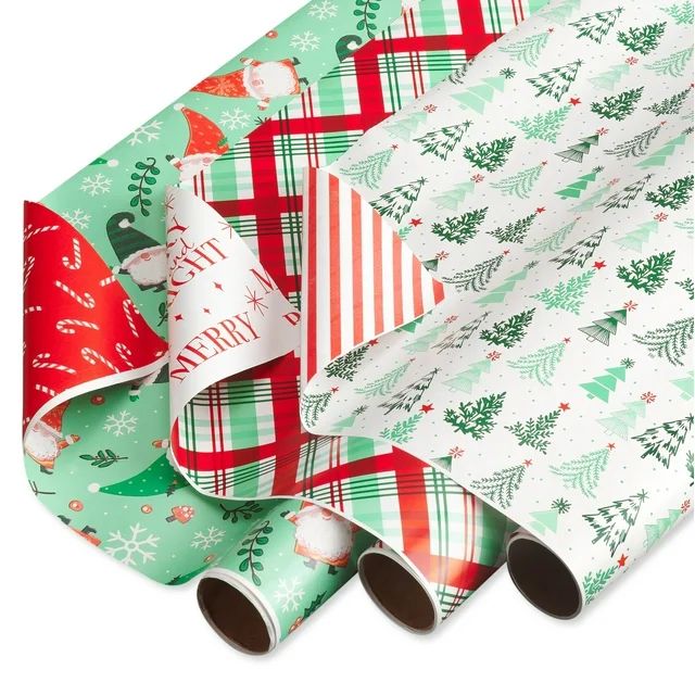 American Greetings Christmas Reversible Wrapping Paper Joyful Designs (3 Rolls, 120 Sq. ft) | Walmart (US)