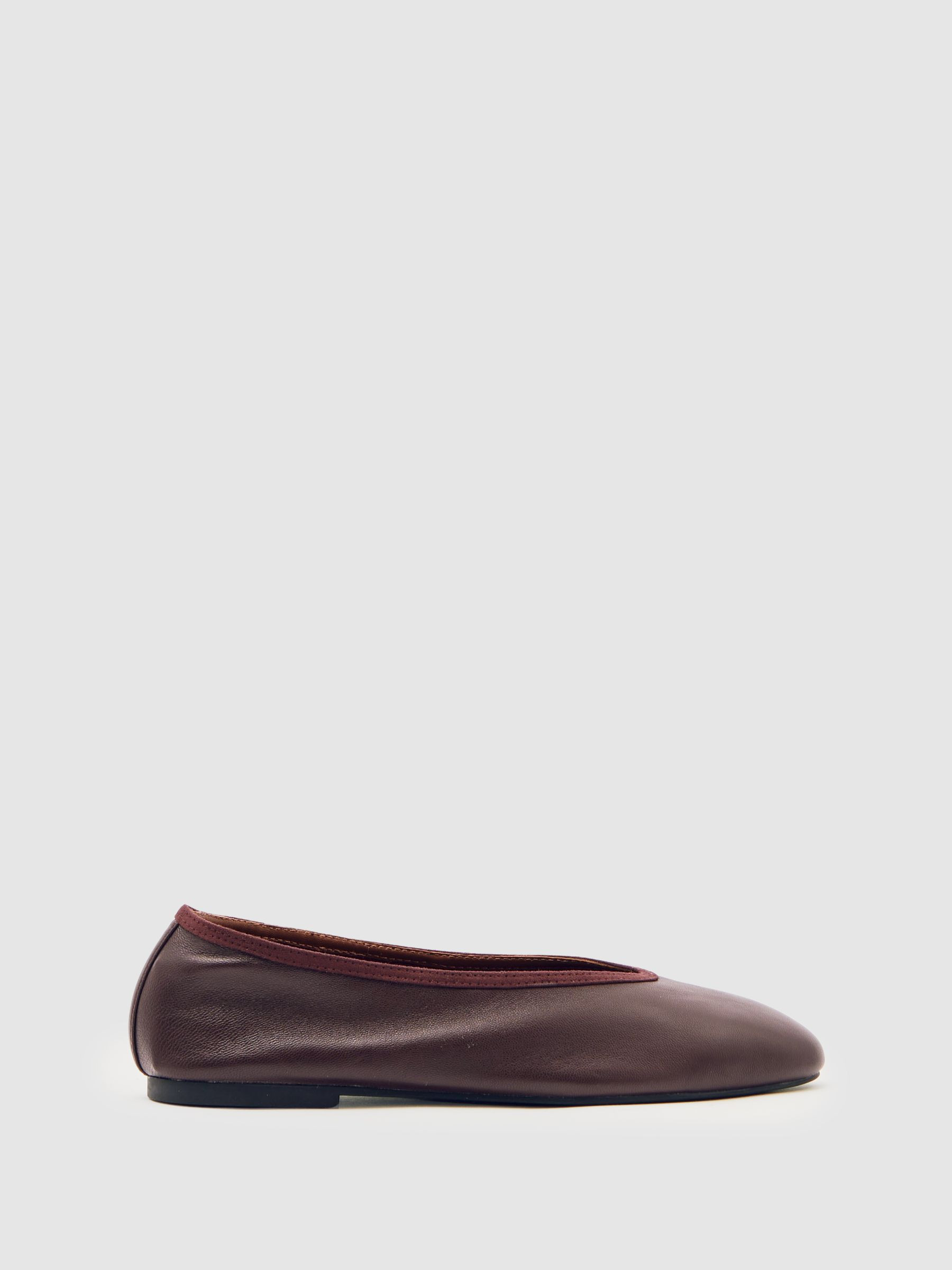 Reiss Nappa Leather Ballet Flats in Oxblood - REISS | Reiss UK