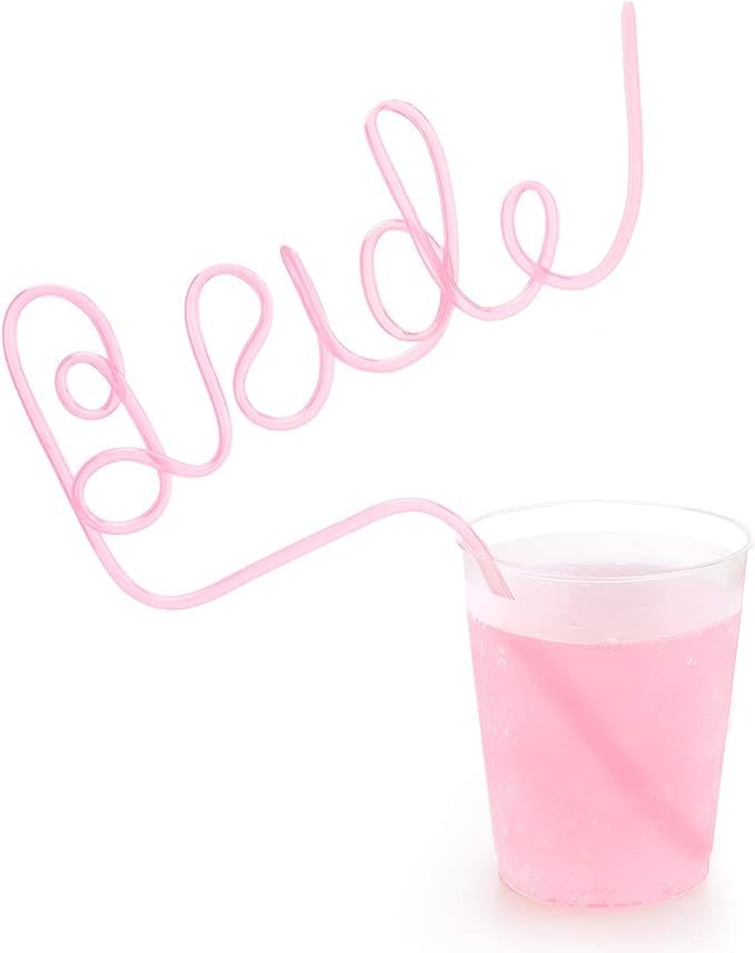xo, Fetti Bachelorette Party XL Light Pink Bride Straw | Bridal Shower Party Decorations | Bride ... | Amazon (US)