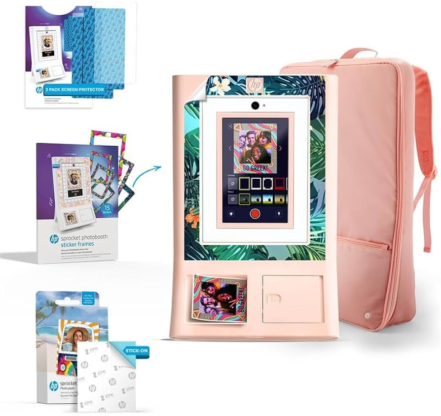 HP Sprocket Photo Booth Machine Instant Color Photo Printer (Pink) Gift Bundle + Zink Paper (110 ... | Amazon (US)