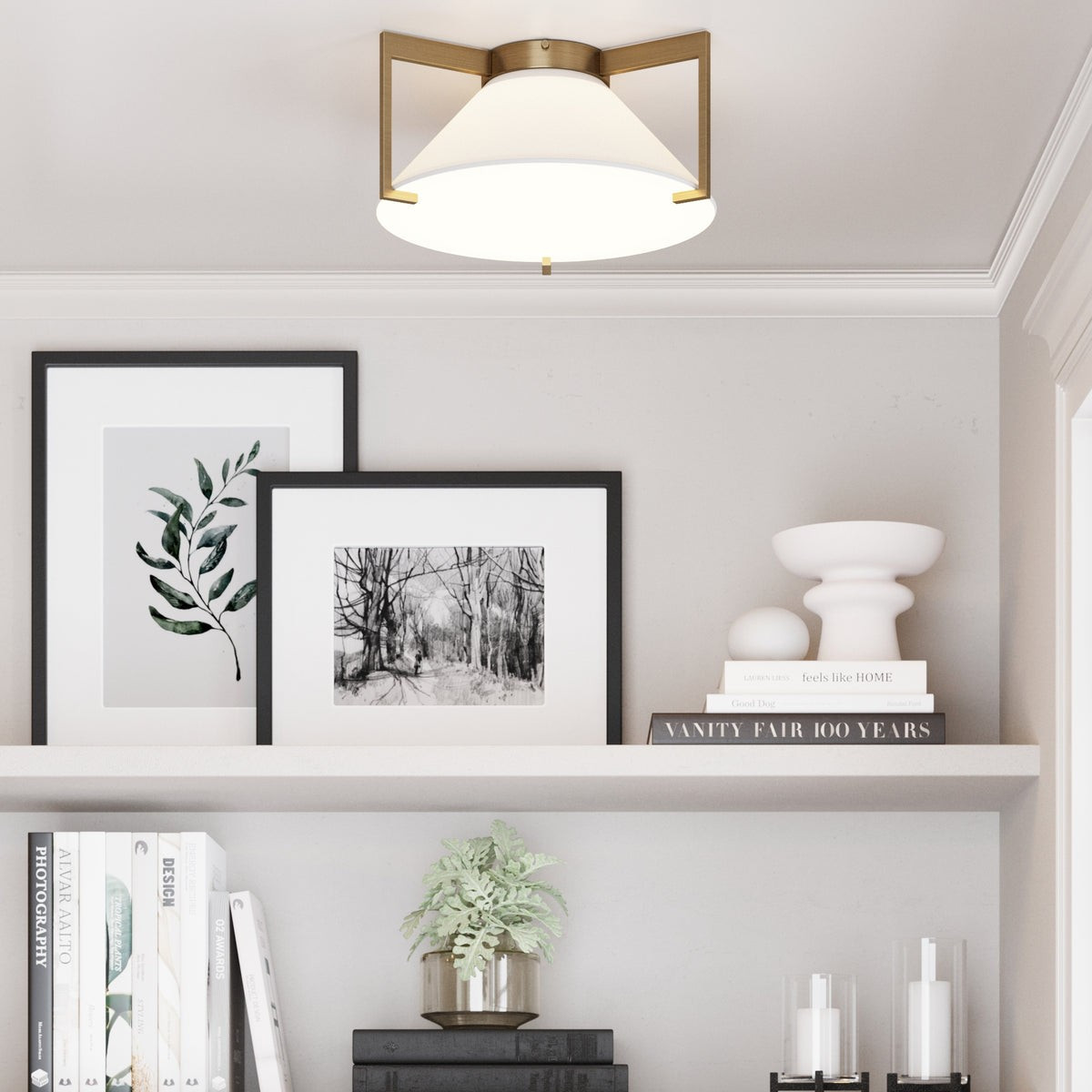 Jace Flush Mount Ceiling Light | Single Light Fixture | Linen Shade | Nathan James