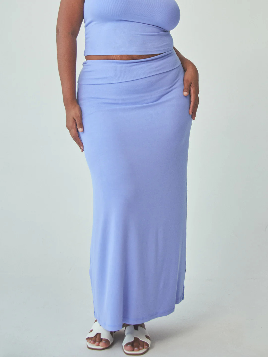 Ribbed Fold Over Maxi Skirt | Klassy