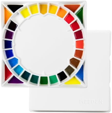 MEEDEN Large 32-Well Ceramic Watercolor Palette with Lid, Porcelain Paint Palette for Watercolor ... | Amazon (US)