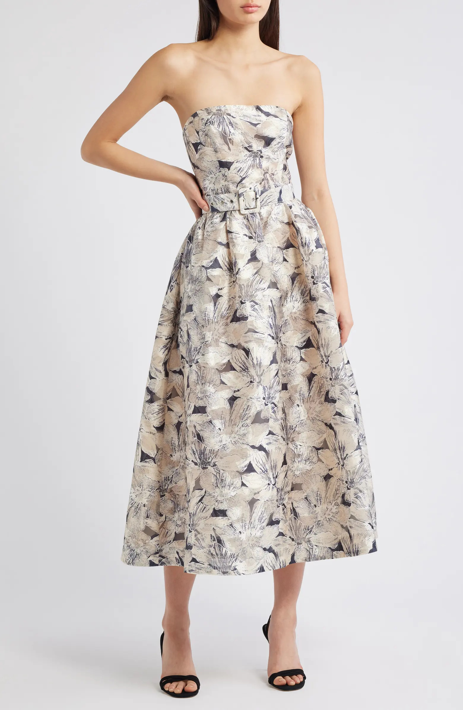FREEMARKET Strapless Floral Jacquard Dress | Nordstrom | Nordstrom