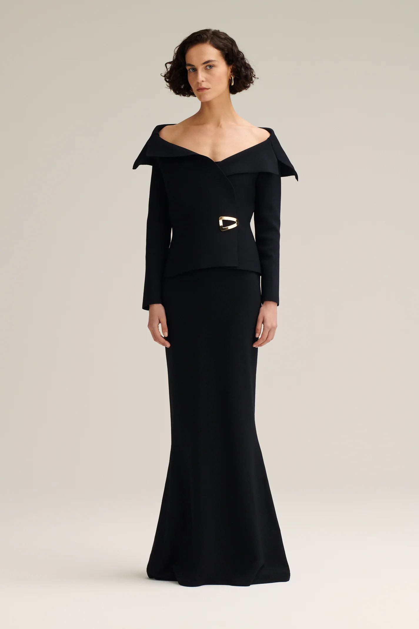CREPE KNIT GOLD TRIM JACKET - BLACK - Scanlan Theodore | Scanlan Theodore AU