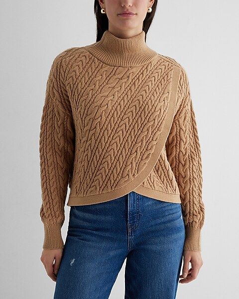 Reversible Cable Knit Mock Neck Crossover Sweater | Express