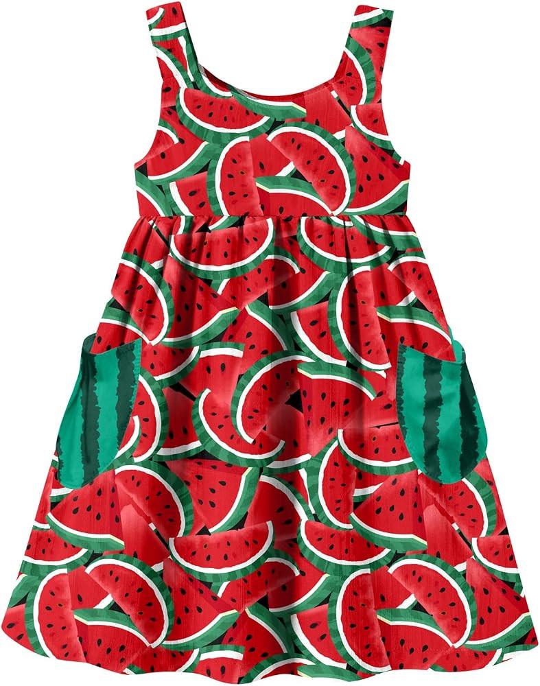 Little Girls Summer Sleeveless Dress Toddler Print Casual Sundress 2-7 Years | Amazon (US)