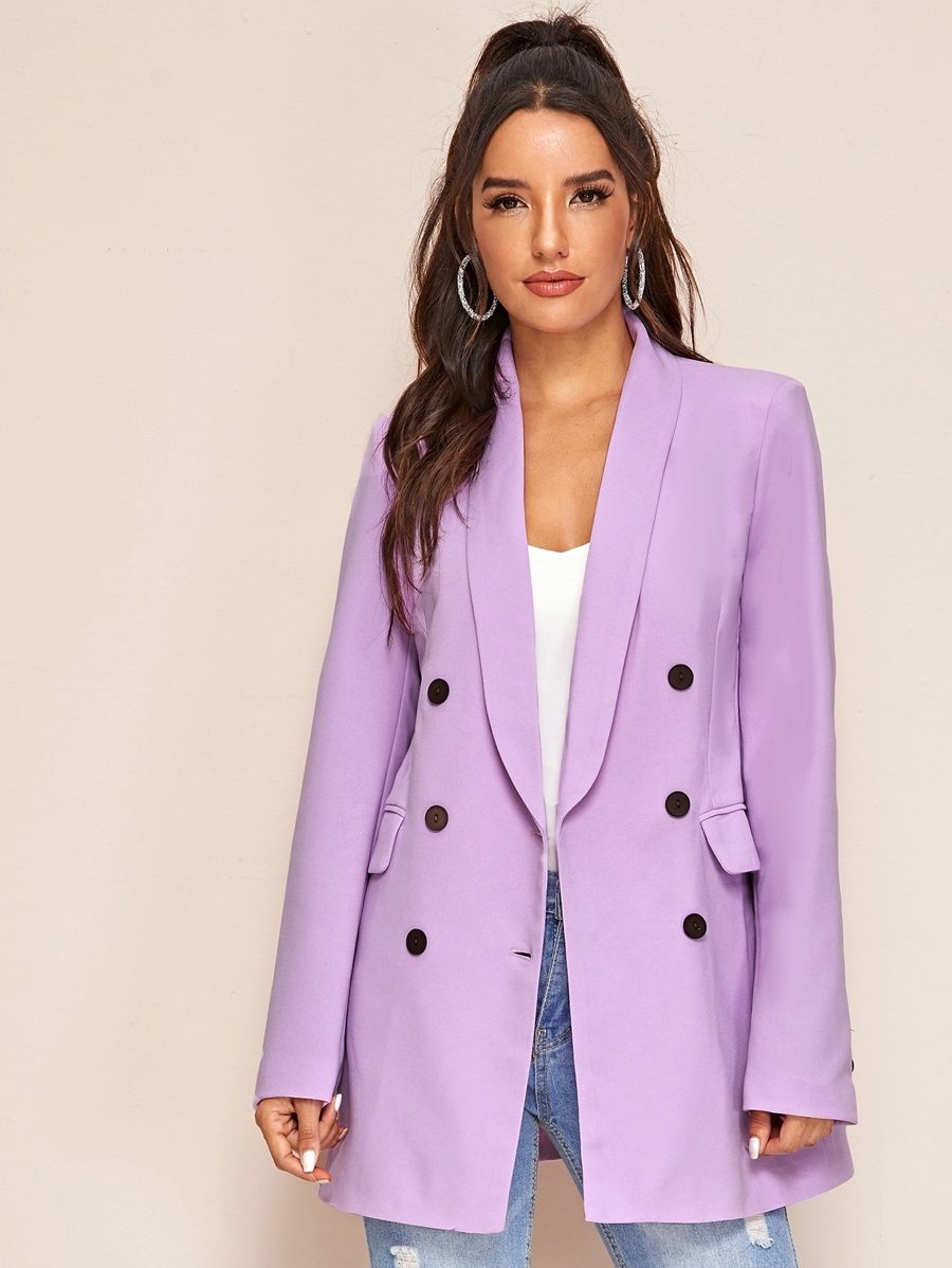 Blazer mit Schalkragen und Zweireihig | SHEIN