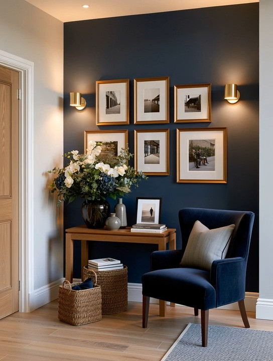 A wall gallery should feel collected, not cluttered.

This gorgeous corner captures so much of the Elegant & Driven philosophy: old-world details interpreted for a modern home.

Start with a wall gallery and let the photographs or artwork be completely personal. The detail we pay attention to is the frame. Brushed or antique gold frames instantly give even the simplest collection a more timeless, intentional presence.

Then add something soft. A deep navy velvet chair brings color, texture and that understated luxury we love, while the natural wood console grounds the entire arrangement.

And notice the wall lights. Layered lighting turns the gallery into a feature even after the sun goes down.

Antique gold. Velvet. Natural wood. Personal art. A few intentional elements are often all an empty wall needs.

Explore our edit for antique gold gallery frames and velvet accent chairs to recreate the look.

#WallGallery #AntiqueGold #VelvetChair #ElegantAndDriven 

 #LTKHome