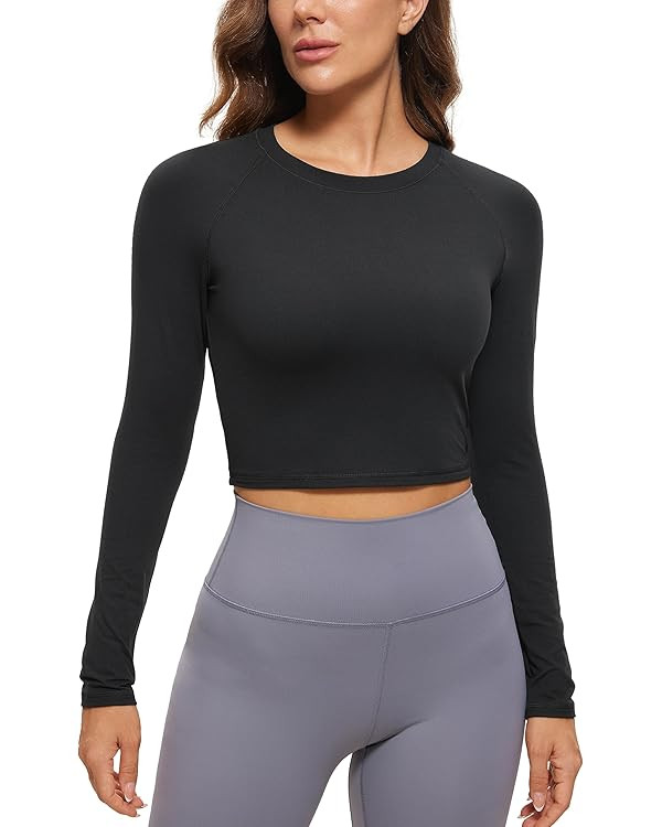 CRZ YOGA Womens Long Sleeve Crop Workout Tops Athletic Yoga Running Cropped Tops Slim Fit Gym Shi... | Amazon (US)