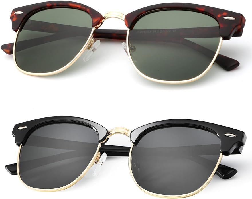 KALIYADI Sunglasses Men Polarized Sunglasses for Men Women Unisex Semi-Rimless Frame Retro Drivin... | Amazon (US)