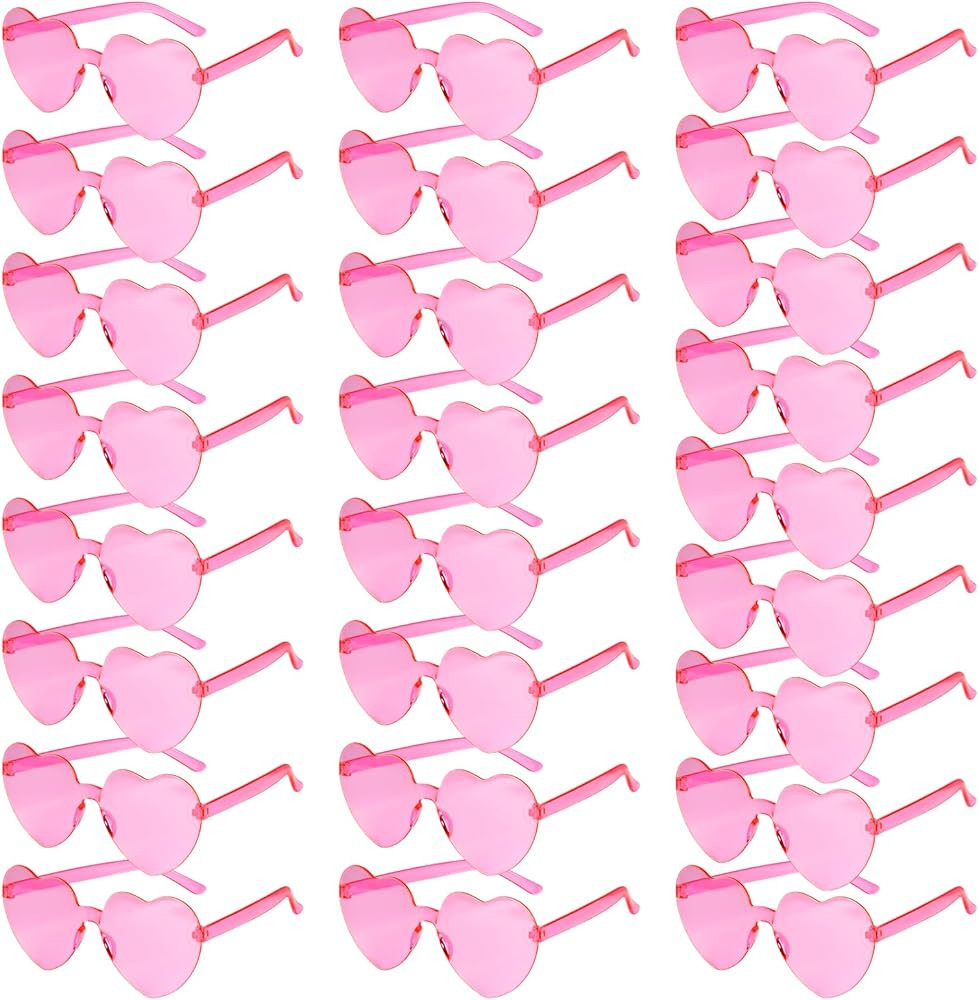 PLULON Heart Sunglasses for Women 5/12/25 Pcs, Heart Glasses Valentine Day Rimless Shaped Candy C... | Amazon (US)