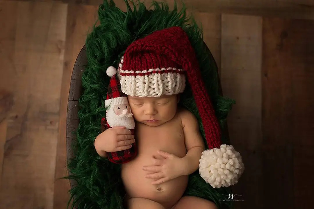 Santa Baby Hat - Ready to Ship - Christmas Newborn Holiday Knit Cap Red Pom Pom Ready to Ship - E... | Etsy (US)