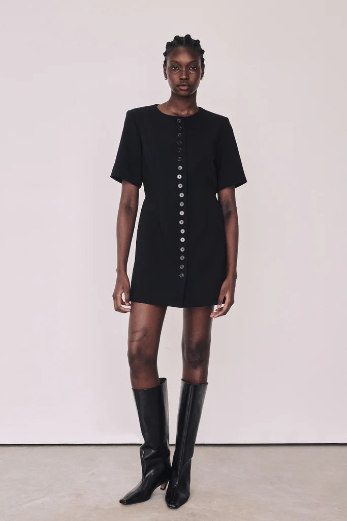 LIA BLACK SLEEVED MINI DRESS | DISSH