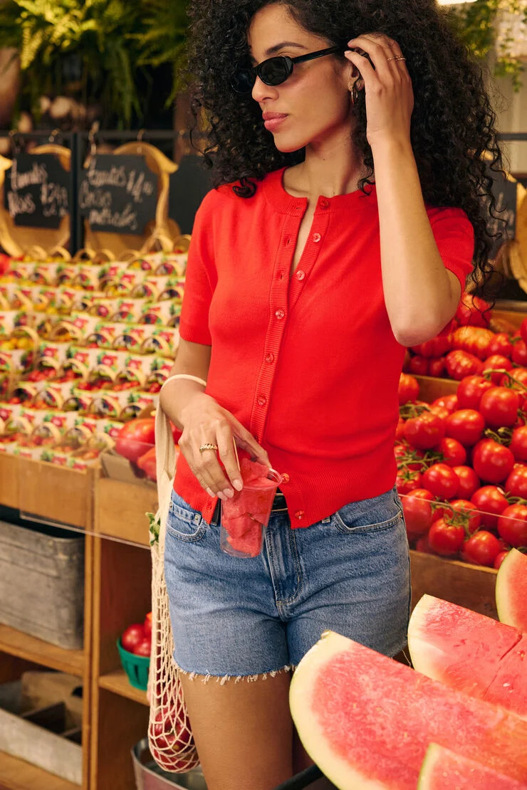 Becca Short Sleeve Cardigan | Dynamite Clothing