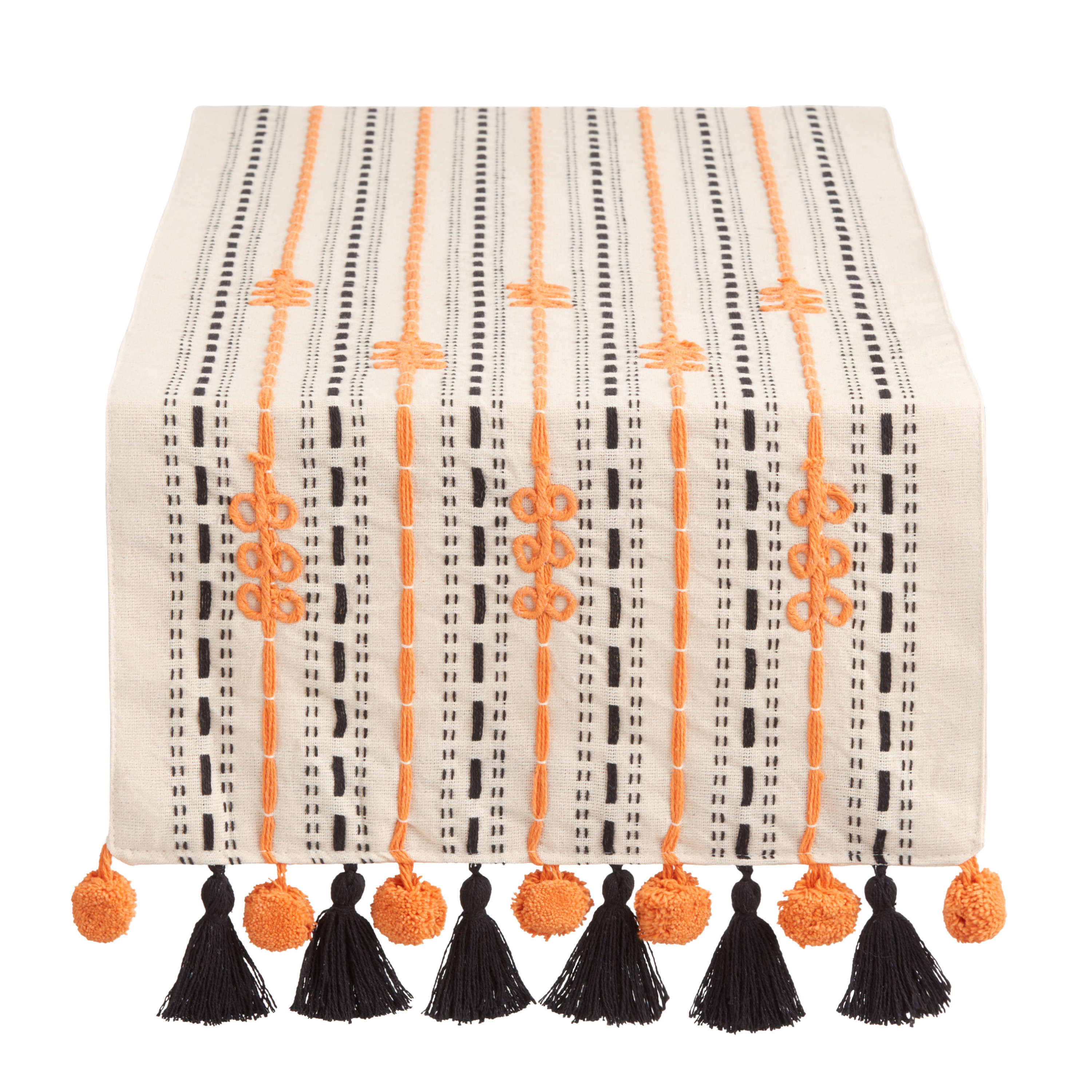 Black and Orange Stripe Table Runner with Tassels | World Market