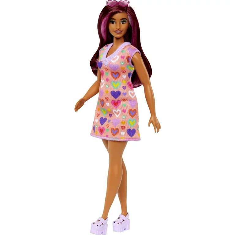 Barbie Fashionistas Doll #207 with Pink-Streaked Hair, Heart Dress, Sunglasses & Shoes | Walmart (US)