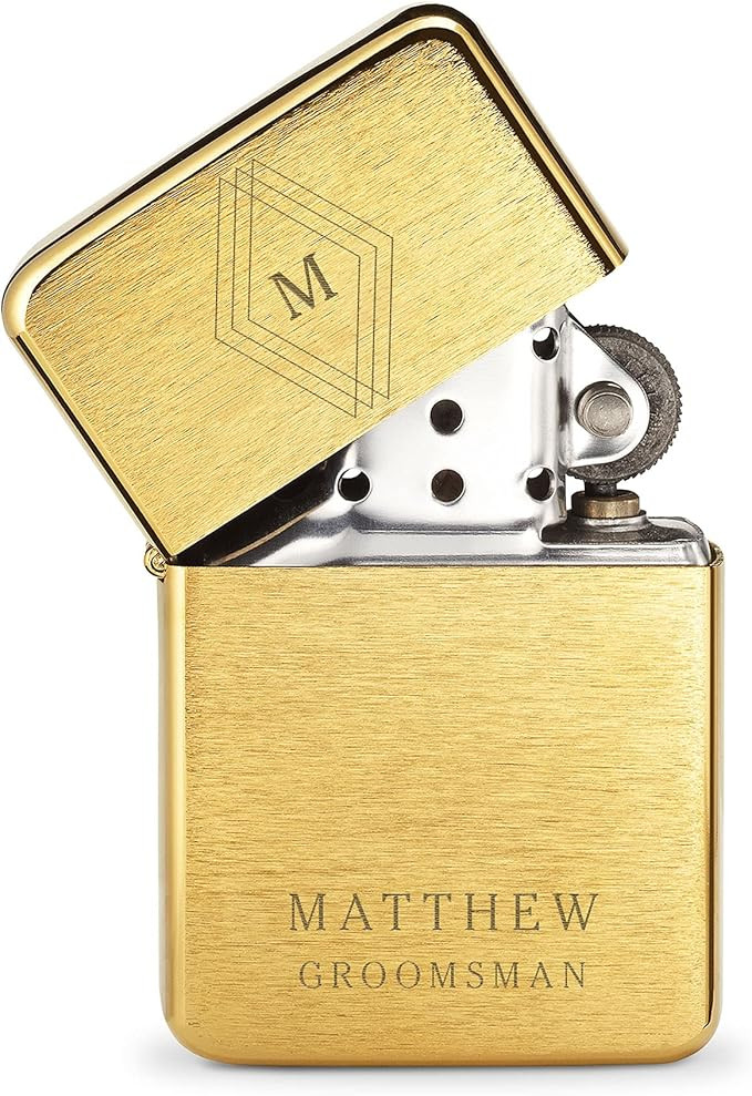 Weddingstar Custom Metal Windproof Personalized Lighter Brushed Gold - Diamond Emblem Monogram En... | Amazon (US)