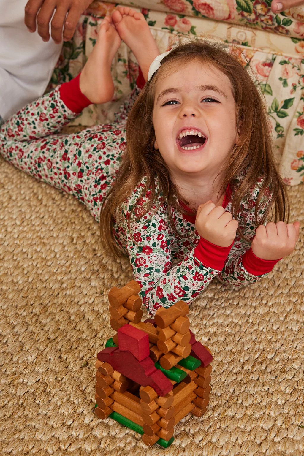 Kids Long-Long Set in Classic Red Elizabeth Floral | Lake Pajamas