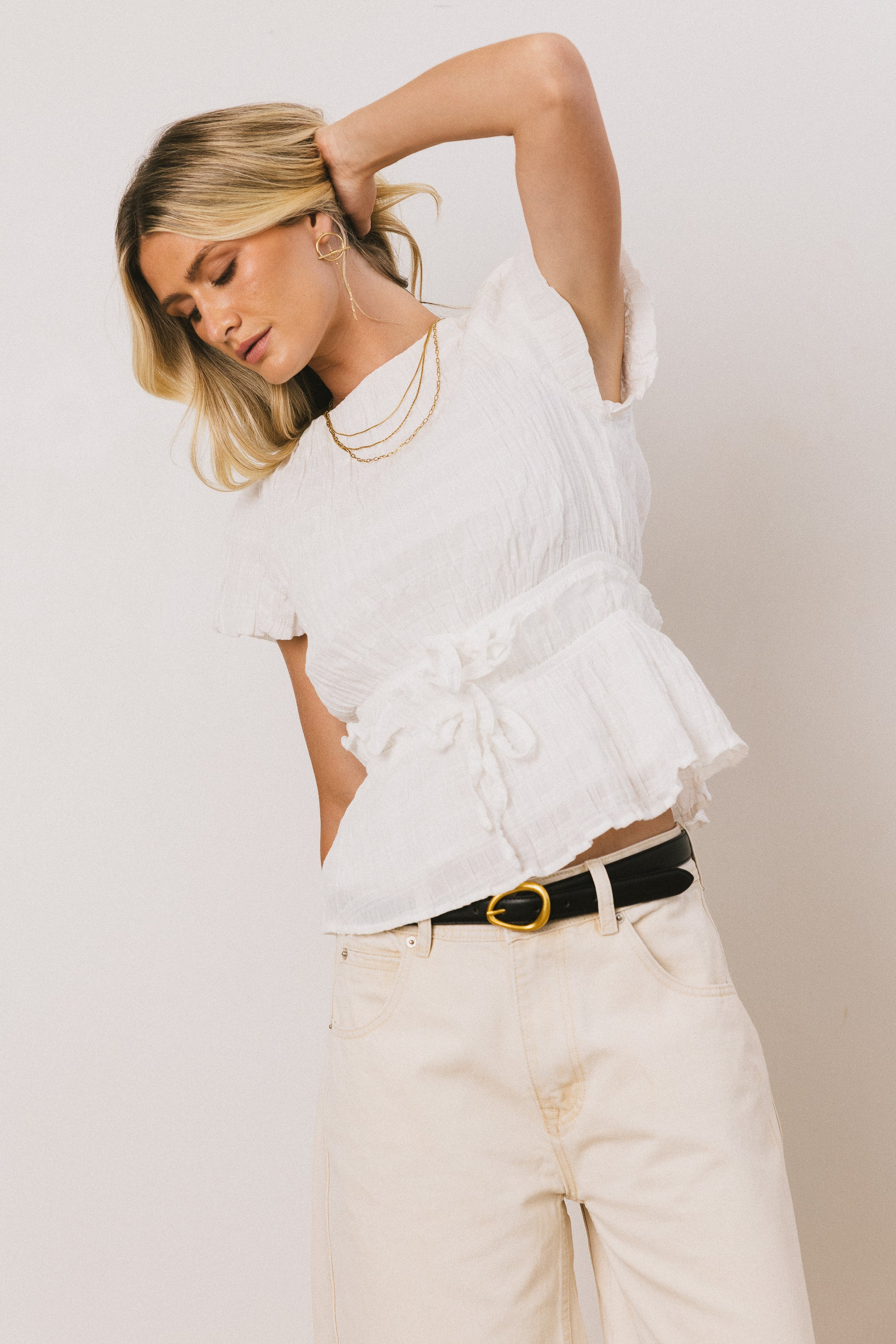 Anya Textured Blouse in Off White | Böhme US