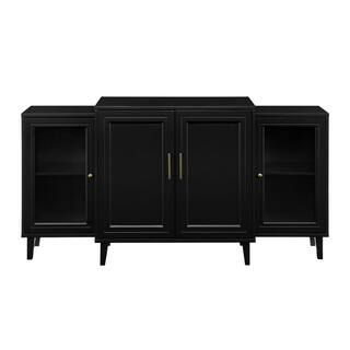 Welwick Designs 62 in. Black Tiered Modern Sideboard (4-Door)-HD8367 - The Home Depot | The Home Depot