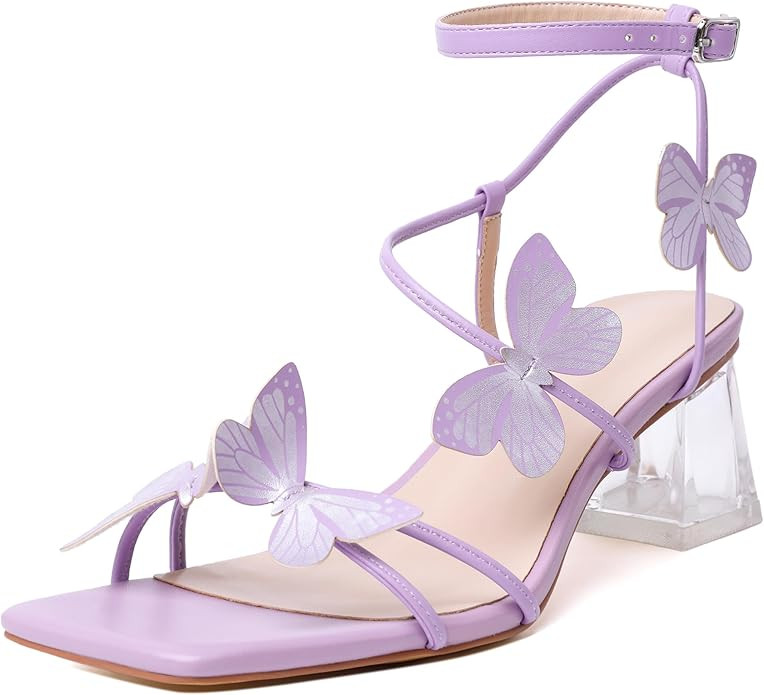 Zamikoo Women's Heeled Sandals Square Open Toe Ankle Strap Block Heels Strappy Clear Heels Chunky... | Amazon (US)