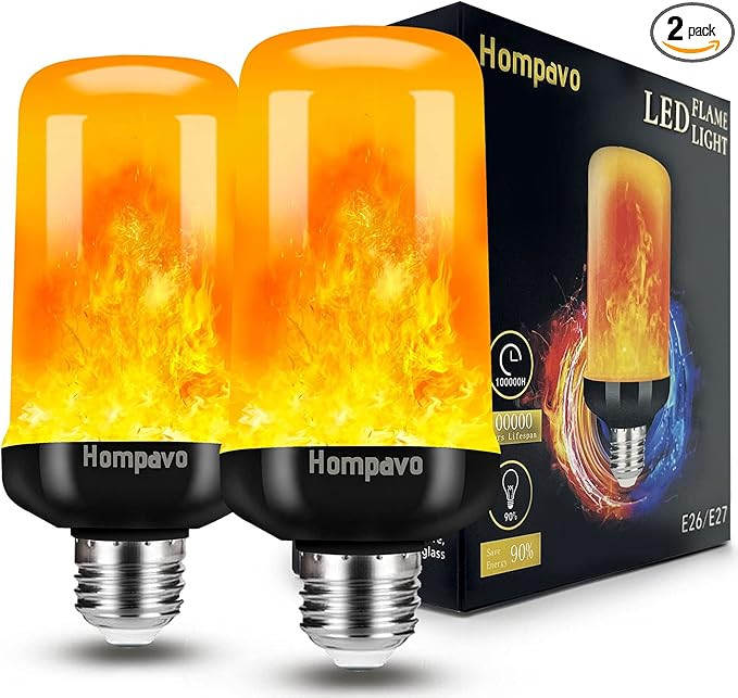 [Upgraded] Hompavo LED Flame Light Bulb, 4 Modes Flickering Light Bulbs with Upside Down Effect, ... | Amazon (US)