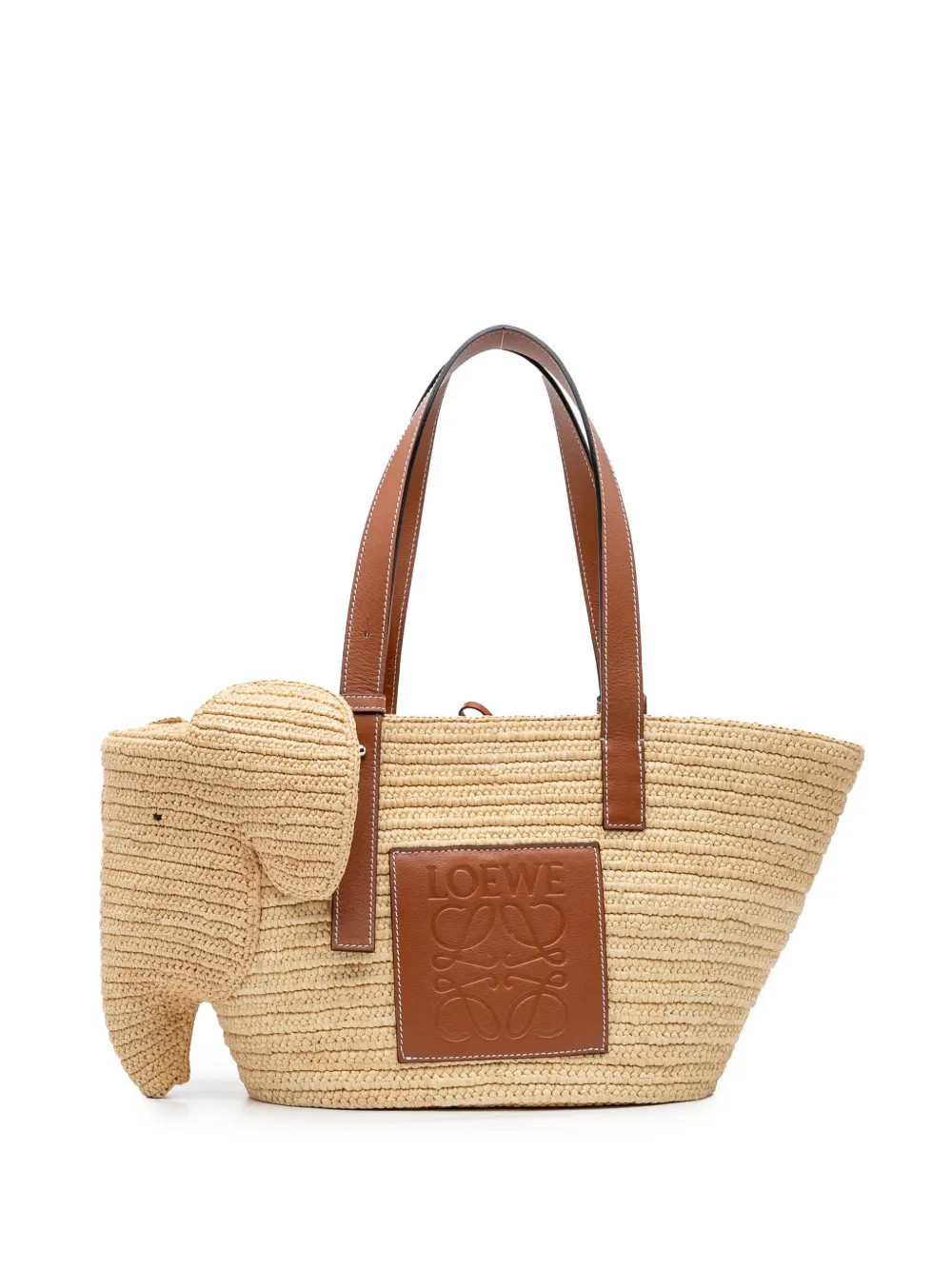 Loewe Pre-Owned 2021 Medium Raffia Elephant Basket Bag tote bag - Brown | Farfetch Global
