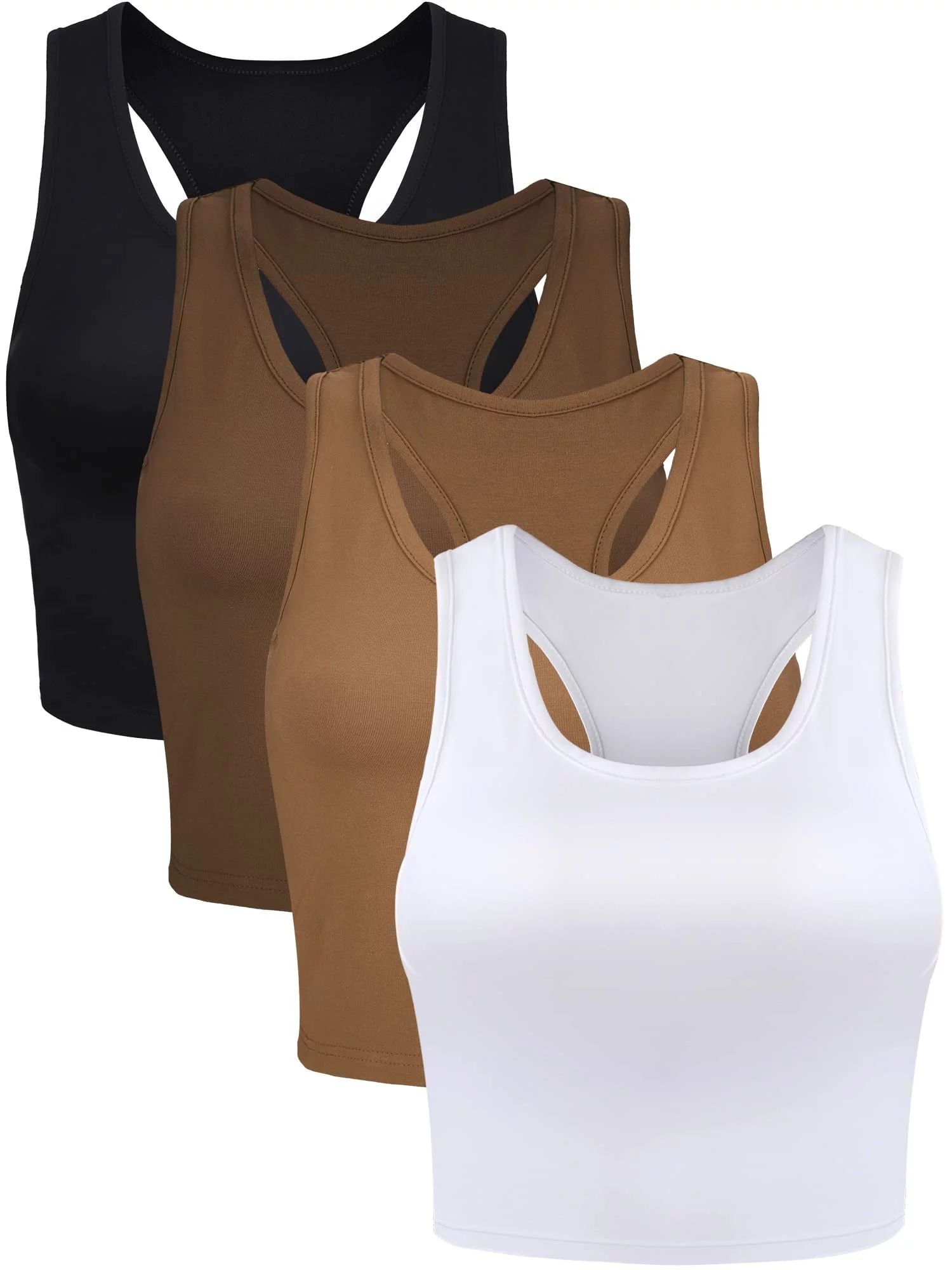 LEZMORE 4 Pieces Women'S Basic Crop Tank Tops Sleeveless Racerback Crop Gym Clothes Sports Top US... | Walmart (US)