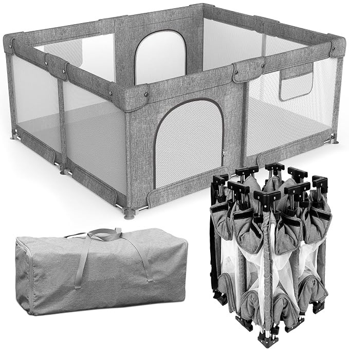 Veraste Foldable Baby Playpen with Gate, Extra Large Collapsible Play Yard for Babies & Toddlers,... | Amazon (US)