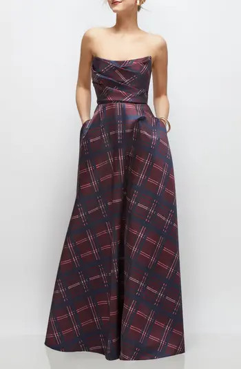 Dessy Collection Tartan Strapless Gown | Nordstrom | Nordstrom