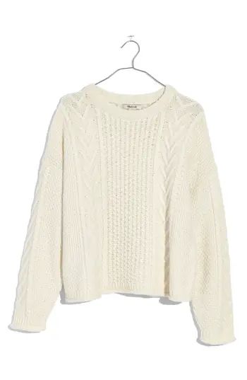 Women's Madewell Cable Knit Pullover Sweater, Size Medium - Ivory | Nordstrom