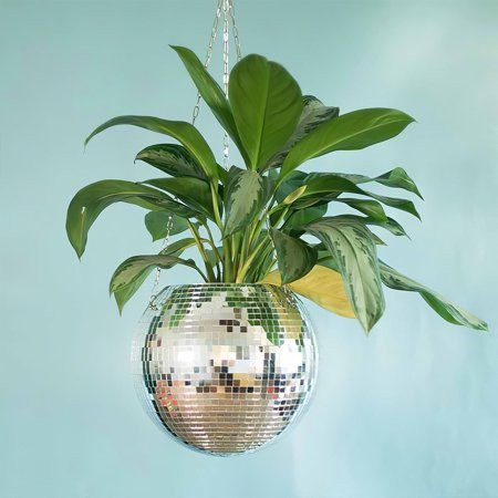 Mduoduo Disco Ball Hanging Planter 6 inch Silver Hanging Flower Pot Outdoor Succulent Plant Pots-Roo | Walmart (US)