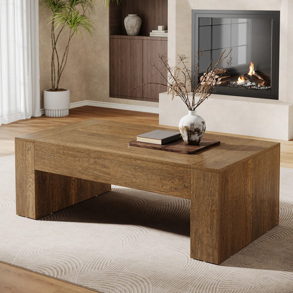 51-Inch Coffee Table Rectangle Cocktail Tea Table For Living Room | Wayfair North America