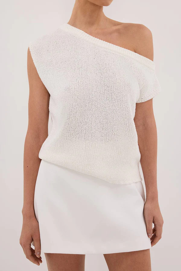 KERRY OFF WHITE ASYM KNIT TOP | DISSH