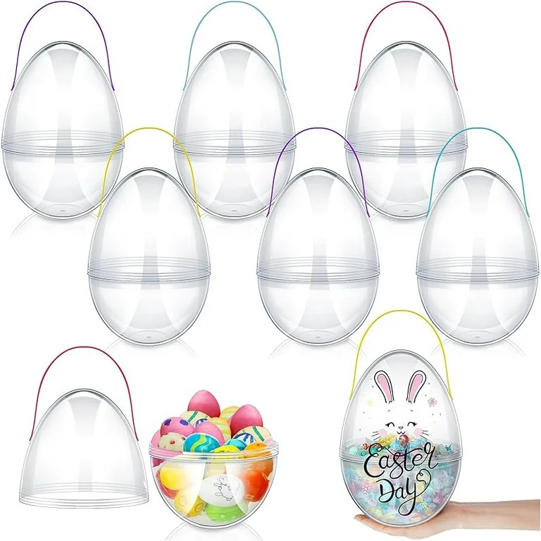 Funtery 4 Pcs Giant Easter Egg 10 Inch Jumbo Plastic Eggs with Handles, Clear Large Containers Ov... | Walmart (US)