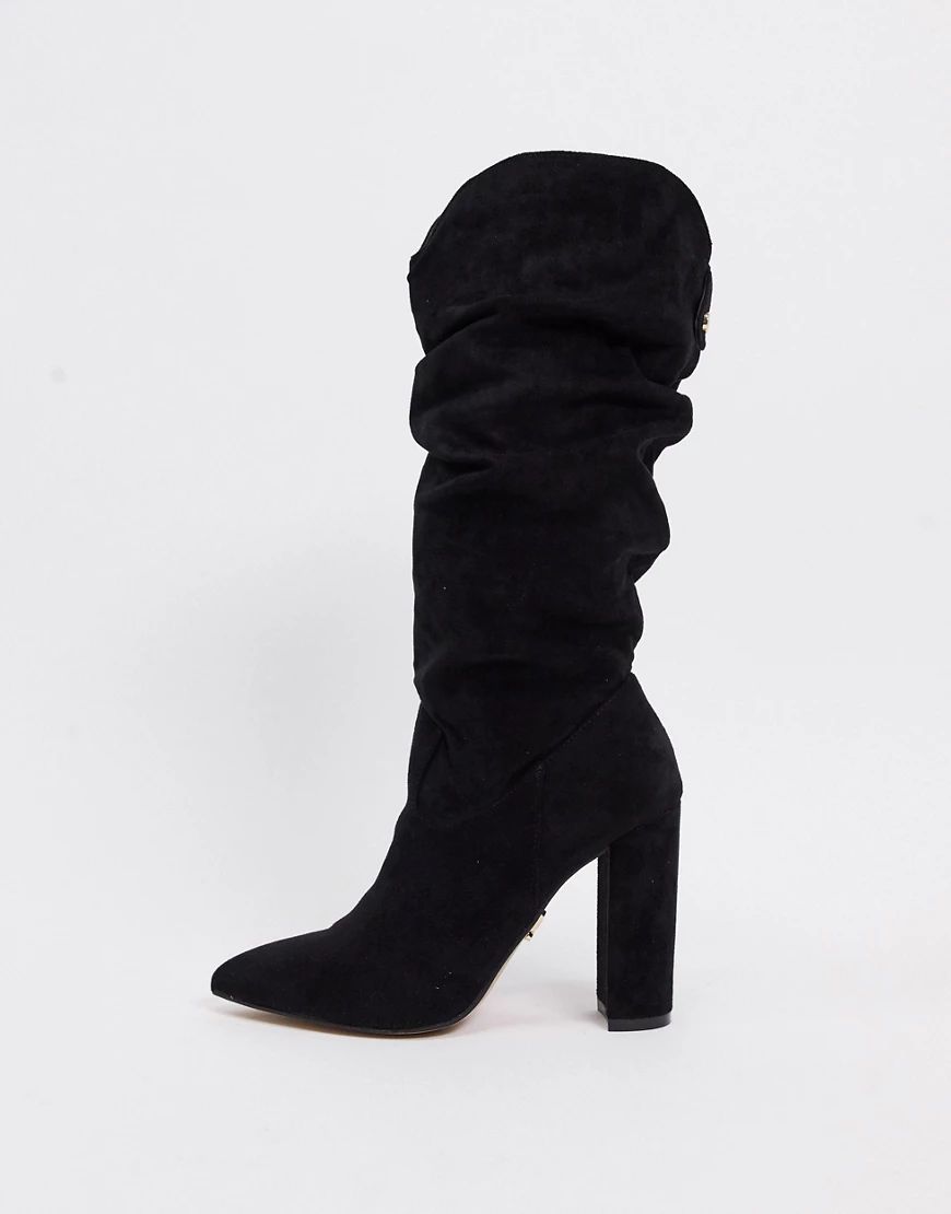 Lipsy pointed slouch knee high boots in black | ASOS (Global)